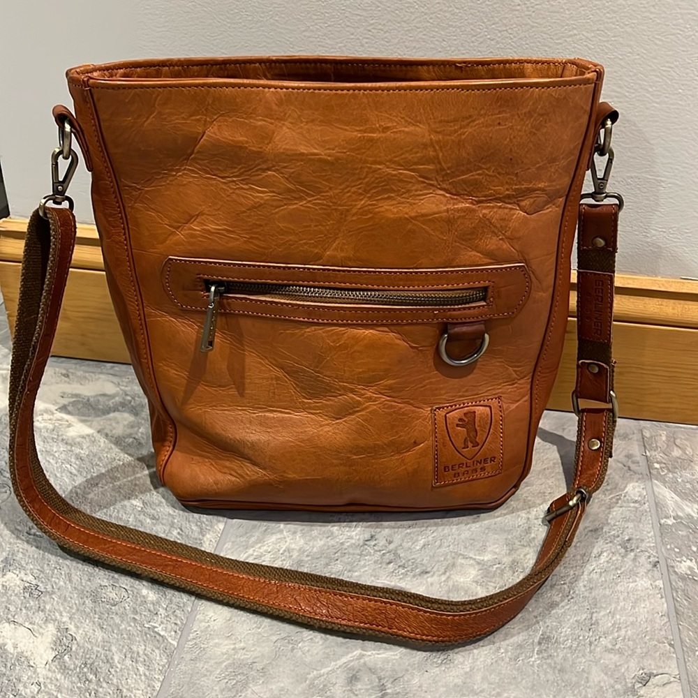 Cognac Leather Crossbody Bag